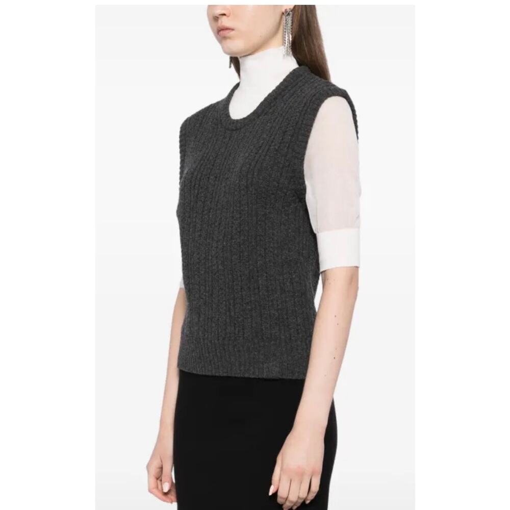 Victoria Beckham Mock Neck Double Layer Top in Charcoal M - Picture 3 of 7